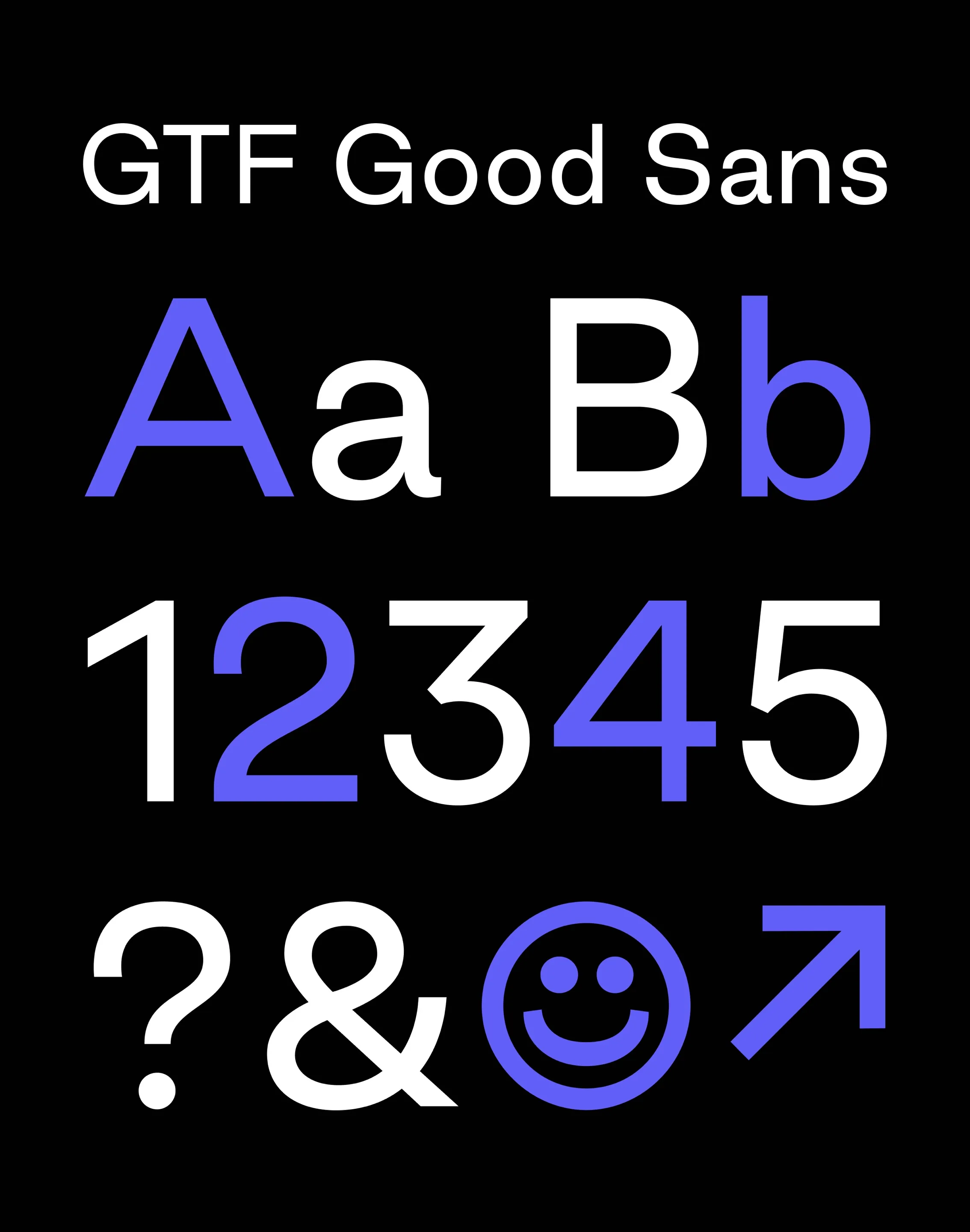 Punkts skrifttype, GTF Good Sans: bokstaver, tall og symboler